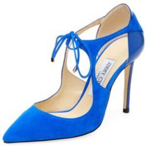 Jimmy Choo Vanessa 100mm Blue Lace-up Pump (sz 37) - NEW